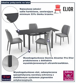 Czarny prostokątny stół z krzesłami E6-Z03