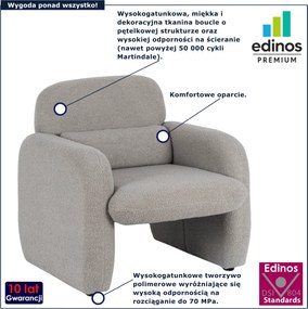 Szary fotel tapicerowany tkaniną boucle L9-W55