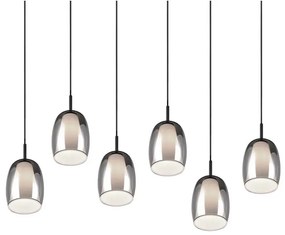 Lampa wisząca w czarno-srebrnym kolorze ze szklanym kloszem Barret – Trio Select