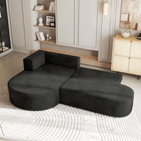 Masseno Narożnik CORTIO z funkcją spania i pojemnikiem na pościel Narozniki L, Rozkładana sofa - Czarny, MONOLITH 95