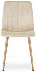 Zestaw jadalniany 1 + 4, biały stół jadalny ADRIA 120x80 cm + kremowe aksamitne krzesło LAVA