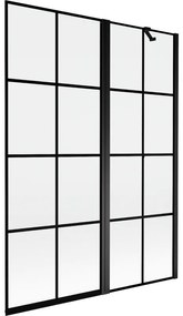 Mexen Mist parawan nawannowy 2-skrzydłowy prawy 130 x 150 cm, czarna kratka, czarny - 8A9-130-011-70-77-P