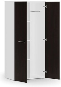 Szafa ubraniowa biurowa PRIMO WHITE, 3 półki, drążek do szafy, 800 x 500 x 1781 mm, biały/wenge