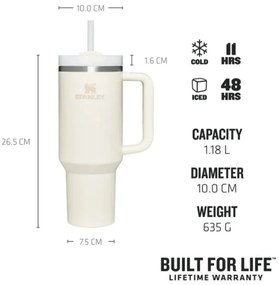 Kremowy termos ze słomką 1,18 l Quencher H2.O FlowState – Stanley