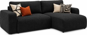 Czarny sztruksowy narożnik rozkładany z pojemnikiem T0-G58