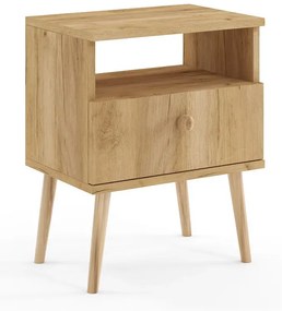 Stolik nocny skandynawski dąb craft złoty K1-H78
