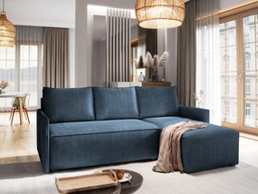 Masseno Narożnik PERUSI z funkcją spania i pojemnikiem na pościel Narozniki L, Rozkładana sofa - Niebieski, POSO 05