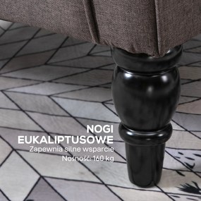 HOMCOM Fotel Uszny z Pikowaniem – Elegancja i Komfort w Twoim Salonie, Brązowy