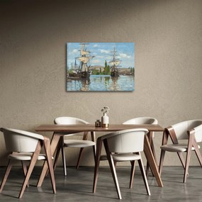 Obraz - Claude Monet, Ships Riding on the Seine at Rouen, reprodukcje (70x50 cm)