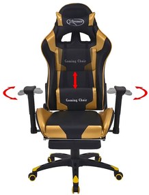 Czarno-złoty fotel gamingowy regulowany - Gilvo