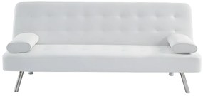 Rozkładana kanapa z funkcją spania MICHELLE II z ekoskóry – kolor biały
