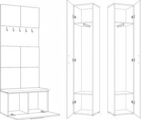 Masseno Garderoba MODULO 160,6/204/40 cm do Przedpokoju Nowoczesna Czarna