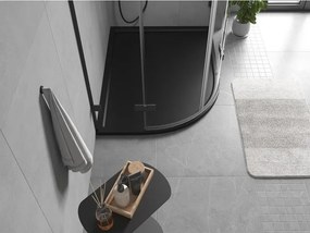 Mexen Flow brodzik półokrągły asymetryczny slim prawy 100 x 90 cm, czarny mat - 46Q709010R