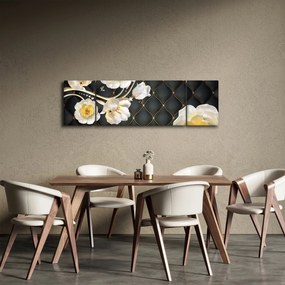 Obraz białych kwiatów róży (170x50 cm)