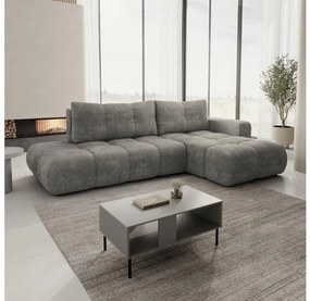 Narożnik rozkładany tapicerowany ALMADA z pojemnikiem, w układzie L, prawostronny, szary