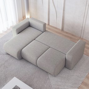 Masseno Narożnik RINOVA z funkcją spania i pojemnikiem na pościel Narozniki L, Rozkładana sofa - Jasnoszary, NEVE 83