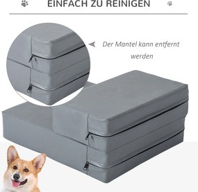 PawHut Schody dla psa kota Schodki podest antypoślizgowe łatwe w czyszczeniu szare 45x39x20cm | Aosom PL