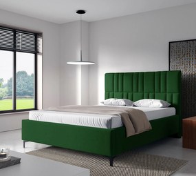 Zielone welurowe łóżko z pojemnikiem i zagłówkiem 4 rozmiary D1-P05