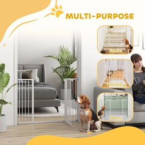 PawHut Barierka Ochronna dla Zwierząt Psów Metal Regulowana Biała 72107x76 cm | Aosom PL