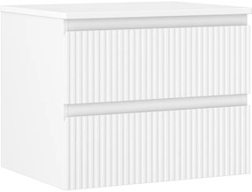 Mexen Rivel szafka łazienkowa podumywalkowa 60 cm z blatem, 2 szuflady, ryflowana , biała mat - 91A20-06047-2-BFFC01