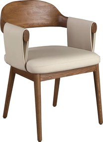 Krzesło z orzecha włoskiego i kremowej skóry 5186 ANGEL CERDA