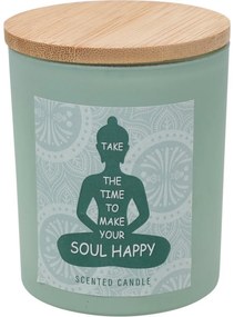 Świeca zapachowa Soul Happy, zapach łąkowej bryzy, 7 x 8,5 cm, 300 g, zielony