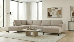 Jasnobrązowy narożnik z tkaniny szenilowej (lewostronny/w kształcie litery U) Fabian – Scandic