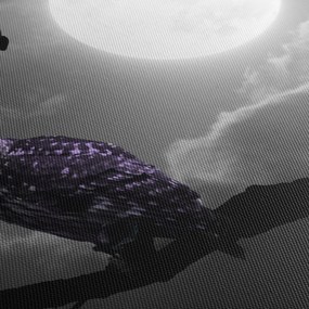 Obraz - Nocna sowa, fioletowa sowa (170x50 cm)