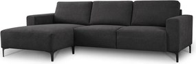 Antracytowy narożnik z tkaniny szenilowej (lewostronny/z szezlongiem) Fabian – Scandic