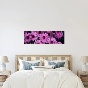 Obraz różowych kwiatów (z zegarem) (90x30 cm)