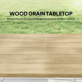Outsunny Stolik ogrodowy, prostokątny metalowy stolik boczny z blatem w imitacji drewna, 100 x 55 cm, brązowy | Aosom PL