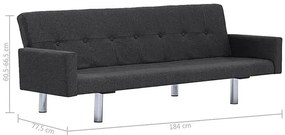 Rozkładana sofa Nesma  z podłokietnikami - ciemnoszara