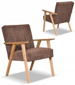 Fotel w stylu PRL retro vintage SOLER Family Meble brązowy sztruks Anafi