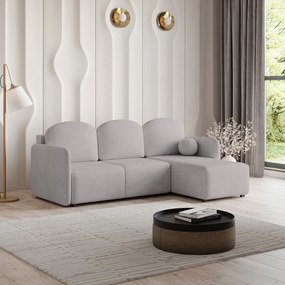 Masseno Narożnik SUVINO z funkcją spania i pojemnikiem na pościel Narozniki L, Rozkładana sofa - Jasnoszary, NEVE 83