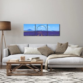 Obraz - Pole lawendy (z zegarem) (90x30 cm)