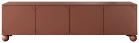 Szafka RTV Sonatia II 200 cm czterodrzwiowa na nogach kulach - burgund