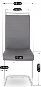 Krzesło Tapicerowane do Jadalni LOCA Szare Na Płozach Ekoskóra Nowoczesne