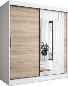 Szafa przesuwna biel + dąb sonoma 180 cm T7-N69