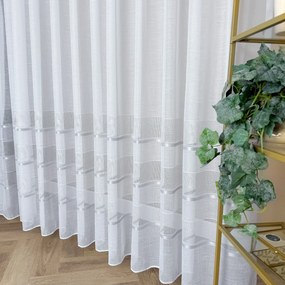 Firana gładka z 3 srebrnymi pasami błyszcząca batyst len wys. 300 cm z ołowianką