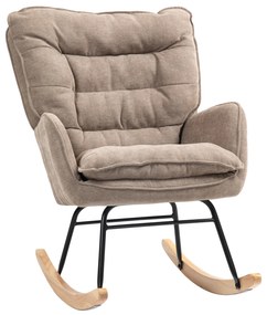 HOMCOM Fotel Bujany, Szerokie Siedzisko, Wysokie Oparcie, Rama z Drewna Bukowego, do 120 kg, Brązowy