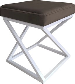 Pufa ZOA tkanina Welur loft ławka podnóżek metal : Kolor Stelaża - Biały, Kolor tkaniny - VELVET - MG05, Typ tkaniny - Velvet