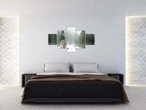 Obraz lamparta na śniegu (125x70 cm)