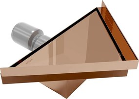 Mexen Flat-T M13 wpust podłogowy trójkątny 20 x 20 cm, różowe złoto - 1610320