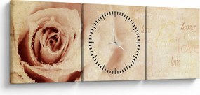 Obraz - Kwiat róży dla zakochanych (z zegarem) (90x30 cm)