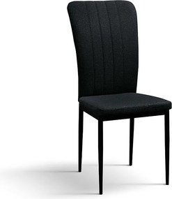 Zestaw 6 czarnych krzeseł z tkaniny i czarnych metalowych nóg - AMSTERDAM