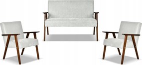 Zestaw mebli PRL retro SOLER sofa fotele Family Meble szary welur Angel