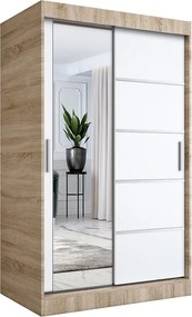 Szafa przesuwna 120 cm dąb sonoma + biel W0-P88