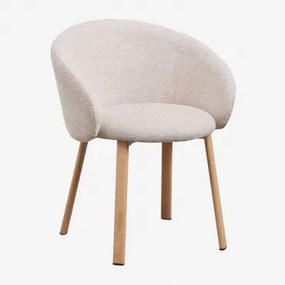 Zestaw 2 Tapicerowanych Krzeseł Jadalnianych Nairea Natural Wood & Tkanina Bouclé W Kolorze Kremowo-beżowym - Sklum
