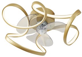 Wentylator sufitowy z lampą mosiądz 55 cm z LED z możliwością ściemniania z pilotem - MandyDesignerski Oswietlenie wewnetrzne