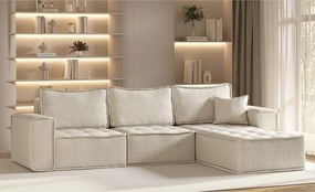 Narożnik w kształcie L Bohoo Maxi, tkanina Raven, Szampański, Prawy